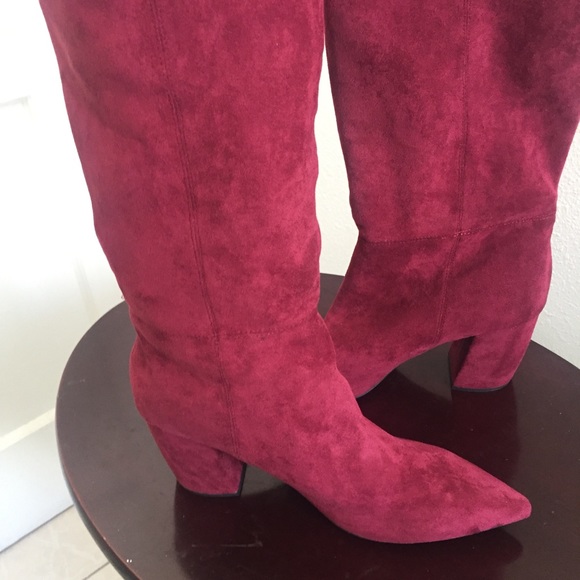 Jeffrey Campbell Burgundy Suede Knee Boots 10 - Picture 11 of 11